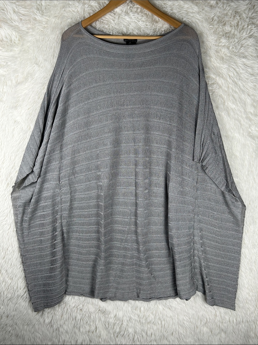 Lafayette 148 NY Silver Whisper Lattice Poncho Sweater